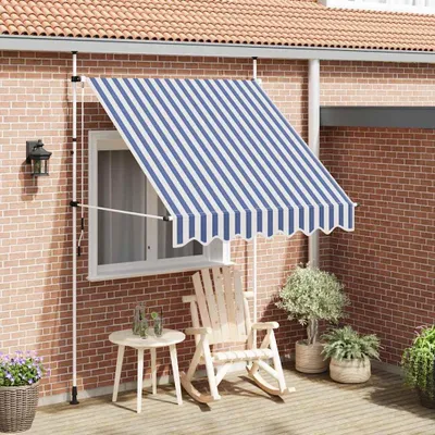 Image de vidaXL Store rétractable manuel 200 cm bleu/blanc rayé