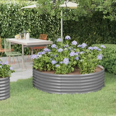 Produktbild von The Living Store Hochbeet Pulverbeschichteter Stahl 140x140x36 cm Grau