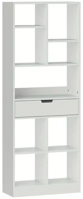Obrázok produktu pre Knižnica stojaca – knižná polica – úložná skrinka – regálová skrinka – zásuvková skrinka – biela – 9 políc