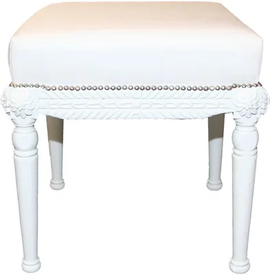 Image de Casa Padrino Tabouret de style baroque antique en blanc/blanc L 56 cm, H 54 cm - Tabouret baroque