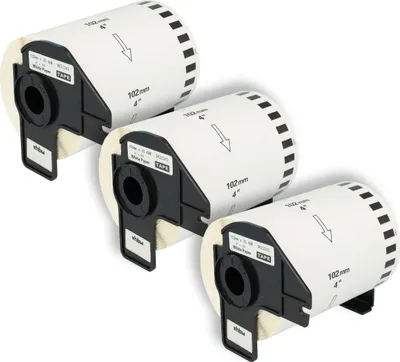 Produktbild von vhbw 3x Rolle mit Halter 102mm x 30,48m (1 Etikette) Ersatz für Brother DK-22243 für Drucker Weiß