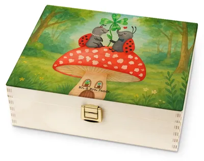 Produktbild von Mr. & Mrs. Panda Tee Organizer Marienkäfer Fliegenpilz Design - Weiß - Geschenk, Zuhause, Fleigenpilzhaus, Wohnung, Teebox, Box für Teebeutel, Aufbewahrung, Beutel Halter