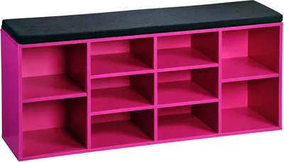 Zdjęcie produktu dla KESPER® Szafka na buty, poduszka do siedzenia, różowa, do 150 kg, na 10 par butów, 8 przegródek, certyfikat , W103.5xH48xD29.5cm, ławka do przedpokoju, 1598413