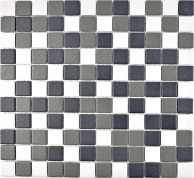 Produktbild von Mosaikfliese Keramik schwarz weiß anthrazit matt Duschtasse MOS18-2213-R10
