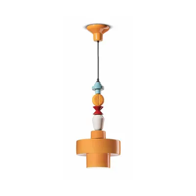 Image de Ferroluce Lariat Lampe à suspendre en céramique 60cm Orange Rond