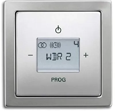 Produktbild von Busch Jäger Unterputz UP Radio (8215U) PUR Edelstahl - Set mit Radioeinheit 8215 U, Rahmen und Radioabdeckung