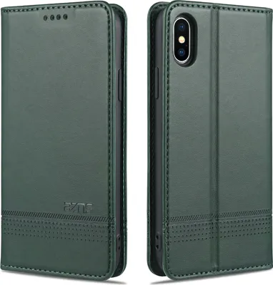 Obrázek produktu pro LaimTop Kožené pouzdro pro iPhone XS Max, flipové pouzdro Wallet Case s magnetickým zavíráním a stojánkem pro iPhone XS Max Green