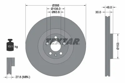Produktbild von 2 Textar Bremsscheiben vorne für Volvo Xc60 Xc90