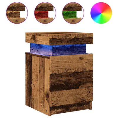 Immagine prodotto di Comodino con LED Legno Antico 35x39x55 cm in Truciolato