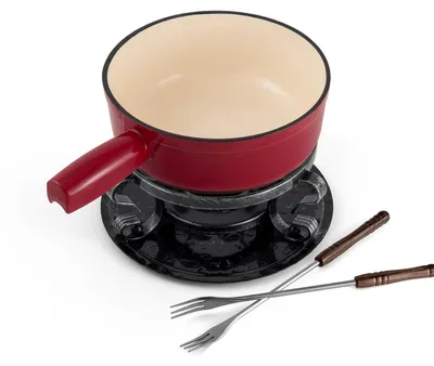 Productafbeelding van Swissmar Lugano fondue set, 9-delig, voor 4 personen, gietijzer/roestvrij staal