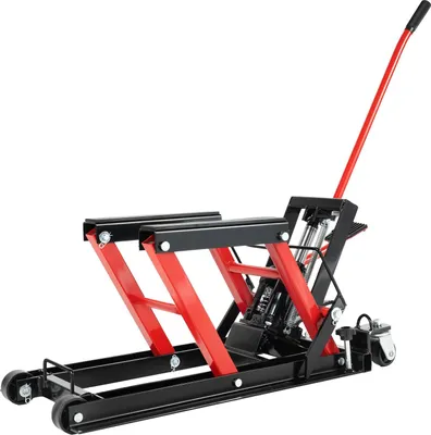 Obrázek produktu pro Hydraulický zvedák na motorku, opravárenský/parkovací stojan, nosnost 680 kg/1500 lbs, červený, do garáže