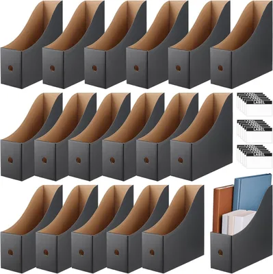 Obrázok produktu pre Časopisové boxy 18 ks, A4, 26x9x27 cm, kartón, čierna, pre kanceláriu