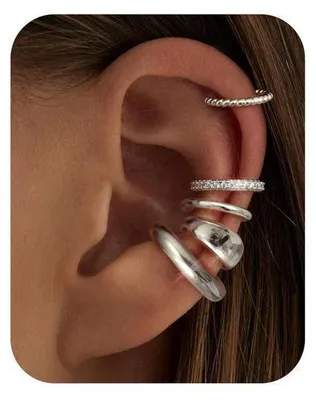 Immagine prodotto di Orecchini a clip per donna, senza bisogno di piercing, set da 5 pezzi, color oro e argento, orecchini finti, clip per orecchie