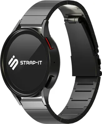 Produktbild von Strap-it Titanarmband - Kompatibel mit Samsung Gear S3 Armband - Ersatzarmband - Titanium - Hochwertiges Material - für Smartwatch 22mm Armband Schwarz