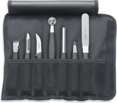 Produktbild von F. DICK Garnierset mit Rolltasche 7-teilig Sparschäler Palette Fruchtausstecher