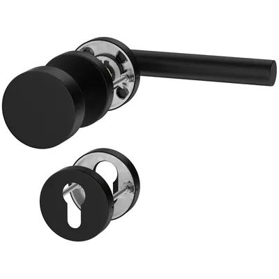 Produktbild von ERGO line Türdrücker mit Türknopf NINA Links, PZ Rosette, Schwarz Matt, Knauf Türdrücker