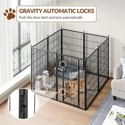 Immagine prodotto di Recinto metallico per cuccioli - Nero - 100 cm di altezza - Pieghevole - Adatto per interni ed esterni - Recinto per animali, recinto per cani