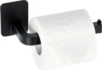 Immagine prodotto di Vilde | Porta rotolo di carta igienica - 16,5 cm - Nero - Design moderno - Facile da installare senza trapano