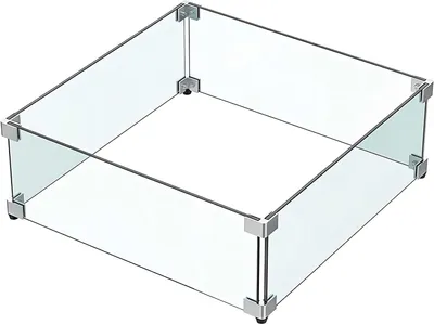 Imagen del producto de Protector para mesa de fuego, de vidrio templado transparente, 49,5 x 49,5 x 15 cm, para uso en exteriores