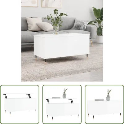 Produktbild von The Living Store Couchtisch Hochglanz-Weiß 90x44,5x45 cm Holzwerkstoff