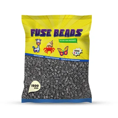 Produktbild von Benny Beads Bügelperlen 1500 Stück, Midi-Größe 5mm, Kreatives Bastelzubehör DIY Fuse Beads (Dunkelgrau)