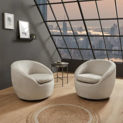 Produktbild von riess-ambiente Polstersessel ALPINE beige Samt 360° drehbar mit Armlehnen gepolstert