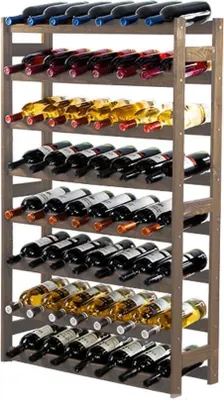Produktbild von Weinregal PINOTWINE | HxBxT 118x72x25cm | 56 Flaschen | Massives Kiefernholz | Braun geölt