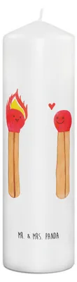 Produktbild von Mr. & Mrs. Panda Kerze Streichhölzer 29 x 8 cm XL - Weiß - Geschenk, Liebesbeweis, Hocheitstag, Liebesgeschenk, Erinnerungskerze, Erinnerungslicht, Bedruckte, Wachskerze