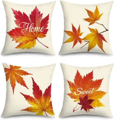 Immagine prodotto di Coperte per cuscini da divano, 45 x 45 cm, set di 4, motivo foglie di acero