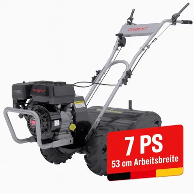 Produktbild von ONBEST T4150 Motorhacke Benzin | 53cm Arbeitsbreite | 5,6PS | 35cm Arbeitstiefe | 12 Hackmesser