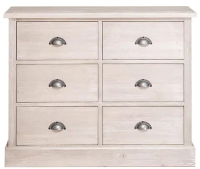 Produktbild von Casa Padrino Landhausstil Kommode mit 6 Schubladen Grau 100 x 35 x H. 80 cm - Landhausstil Möbel