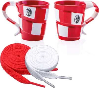 Produktbild von SC Freiburg Tasse „Schal" + 2 Paar Fan-Schnürsenkel 1# 3#