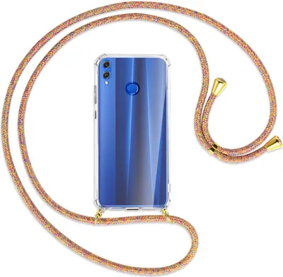 Produktbild von Handykette Backcover-Schutzhülle mit Band (Metall goldfarben) für Honor 8X - Rainbow