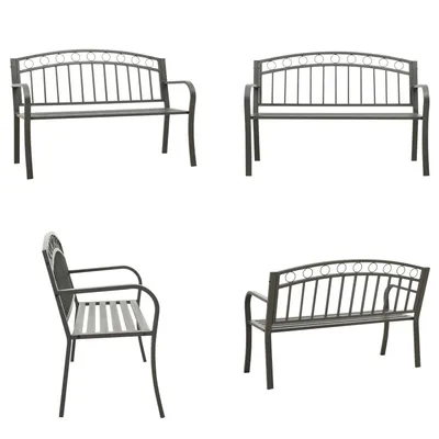 Produktbild von vidaXL Gartenbank Grau 120 cm Stahl - Gartenbank - Gartenbänke - Gartenmöbel - Outdoor Möbel