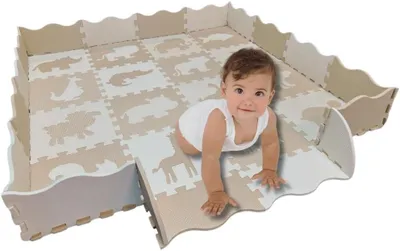 Produktbild von Baby Spielmatte 145 x 145 cm, Schaumstoff, Rand, Aufbewahrungstasche, für Kinderzimmer