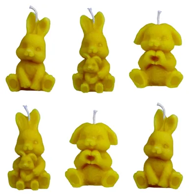 Produktbild von Set mit 6 Kerzen Hase aus 100% reinem Bienenwachs