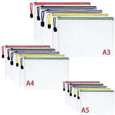 Obrázok produktu pre Plastová sieťovaná taška na dokumenty A3+A4+A5, 15 ks, vodotesná, Ritszak, peňaženka