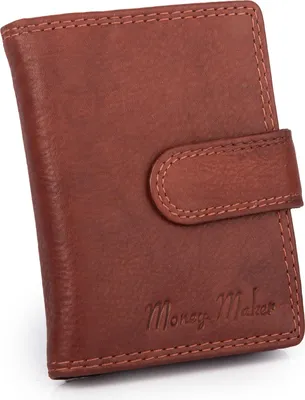 Produktbild von Money Maker Kreditkartenetui aus Echt Leder mit Verschluss und RFID-Schutz Damen Herren Dunkelbraun