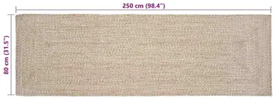 Image de Tapis de salon vidaXL Naturel et blanc 80 x 250 cm Jute