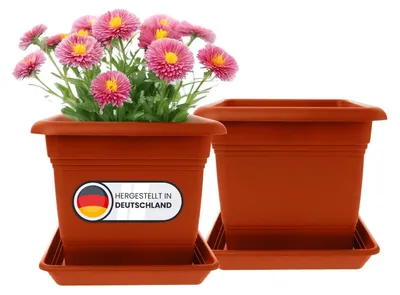 Image de Lot de 2 grands cache-pots pour plantes d'extérieur