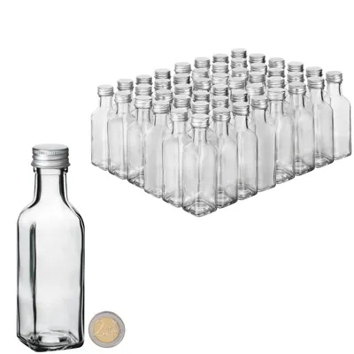 Produktbild von 96x kleine Glasflaschen zum Befüllen 100ml Flaschen für Likör Flaschen zum Befüllen Glas Likörflaschen 100 ml leere Flaschen mit Schraubverschluss Glasflasche Likörflasche, Ölflaschen