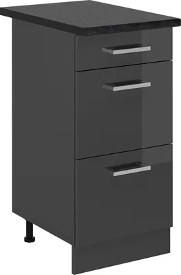 Immagine prodotto di Mobiletto base per cucina Vicco R-Line Antracite lucido 40 cm con cassetti, PL Antracite, Model 54042
