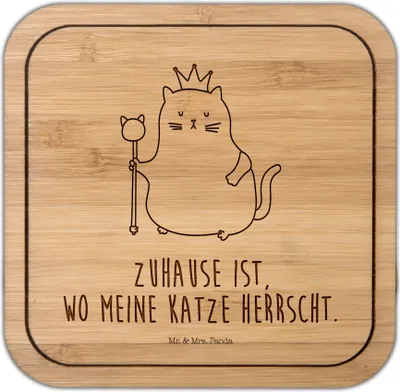 Produktbild von Mr. & Mrs. Panda Untersetzer Kork Katze König - Transparent - Geschenk, Cats, Wohnung, Coaster, Haha, Umzug, Tischuntersetzer, Tassenuntersetzer, Cat, gläseruntersetzer