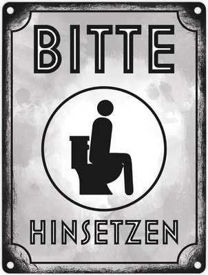 Produktbild von Bitte hinsetzen Metallschild in 15x20 cm für Badezimmer oder WC