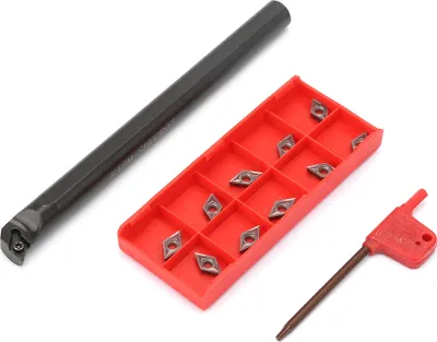 Imagen del producto de S12m sDUCR0, torno de torneado, herramienta de inserción, portaherramientas, 10 unidades, insertos de metal duro DCMT0702, llave