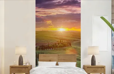 Produktbild von Italiener Fotobehang - Zonsondergang in Toscane - 120 cm x 240 cm breit - Sonnenuntergang Wandtapete aus italienischem Stil