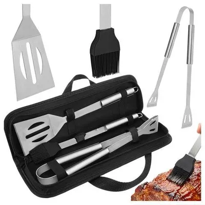 Produktbild von Grillbesteck-Set aus Edelstahl mit Etui - 3-teilig