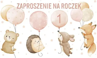 Obrázok produktu pre Pozvánky na 1. narodeniny Zvieratká 10ks.