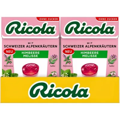 Produktbild von Ricola Himbeere Melisse Bonbons ohne Zucker, 20er Pack (20 x 50g)