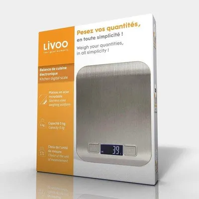 Produktbild von Famanu Küchenwaage 5 kg - Edelstahl mit LCD-Display und Tara-Funktion
